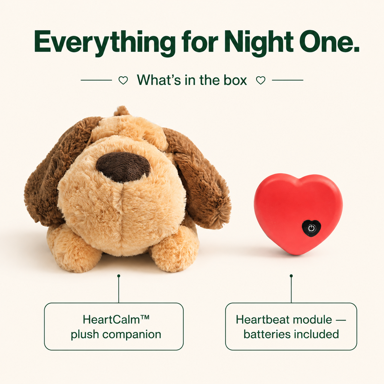 What's in the box - HeartCalm plush and heartbeat module